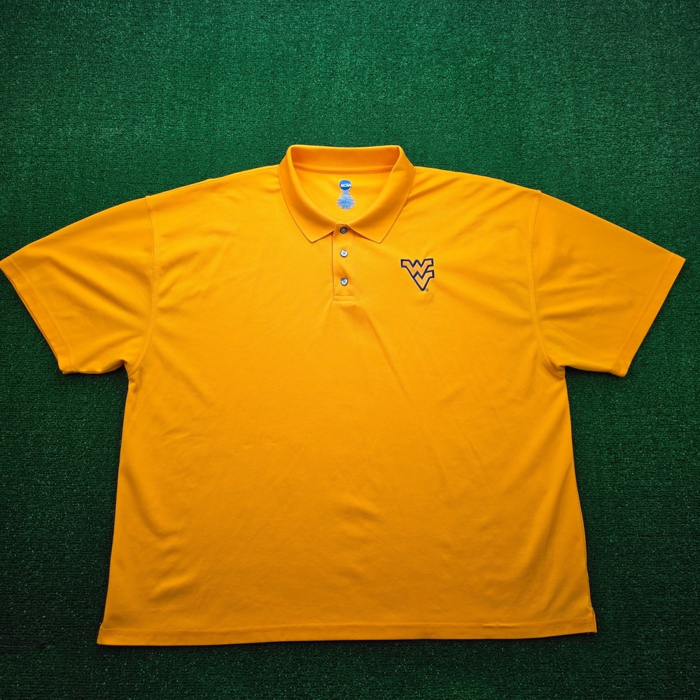 West Virginia Mountaineers Performance Polo Shirt Mens 3XL Yellow NCAA College